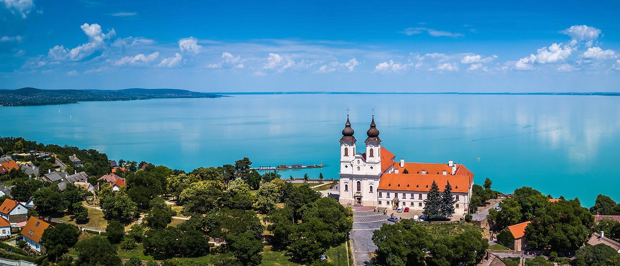 an aerial view of balaton lake